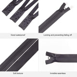 Garment Accessories, Nylon Zipper, Zip-fastener Components, Black, 821x30x2.5mm, 5strands/bag