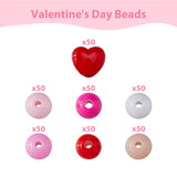 350Pcs 7 Style Opaque Acrylic Beads, Round & Heart, Mixed Color, 8~10x5.5~7mm, Hole: 1.5~2mm, 50pcs/style