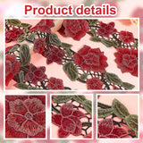 Embroidery Polyester Lace Ribbons, Jacquard Ribbon, Rose, Red, 4-1/8 inch(105mm), about 3.28 Yards(3m)/Set