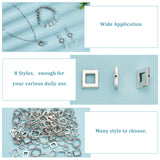 112Pcs 8 Style Tibetan Style Alloy Bead Frame, Square & Oval & Cat & Rectangle, Antique Silver, 9~20x9~15x2.5~4mm, Hole: 1~1.8mm, 14pcs/style