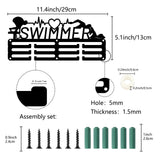 Sports Theme Iron Medal Hanger Holder Display Wall Rack, 3-Line, with Screws, Swimming, Heart, 130x290mm