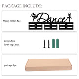 Fashion Wood Medal Hanger Holder, 2 Line Display Wall Rack, with Screws & Anchor Plug, Word Dance, Dancer Pattern, 150x400x7mm, Hole: 5mm