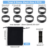 16Pcs 8 Size 201 Stainless Steel Grooved Finger Ring Settings, Ring Core Blank, for Inlay Ring Jewelry Making, Electrophoresis Black, US Size 5 1/2(16.1mm)~US Size 14(23mm), 2Pcs/size