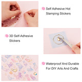 Cute 3D Self-Adhesive Stickers, with Self Adhesive Hot Stamping Stickers and Tweezers, for DIY Arts and Crafts, Mixed Color, 17.6x9x0.08cm, 20x10x0.02cm