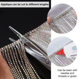 AB Colors Rhinestone Cup Chain, Iron Rhinestone Strass Chains, Tassel Chain, Garment Sewing Accessories, with Card Paper, Silver, 140x2.5mm, 0.5 Yard/set