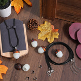 DIY Acorn Locket Necklace Making Kit, Including Openable Synthetic Luminous Stone Acorn Pendants, Imitation Leather Cord, 304 Stainless Steel Snap on Bails, 15Pcs/bag