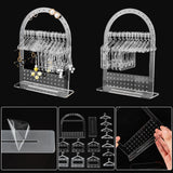 1 Set Transparent Acrylic Earring Display Hanging Stands, Coat Hanger Shaped Earring Organizer Holder with 2 Styles Mini Hangers, Clear, Finish Product: 4x13.95x18cm