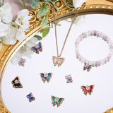 24Pcs 12 Styles Brass with Glass Pendants, with Crystal Rhinestone, Butterfly Charms, Mixed Color, 10~15.5x12~21x4~7mm, Hole: 1.2mm, 2pcs/style