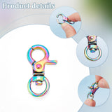 10Pcs Alloy Swivel Clasps, with 10Pcs Ion Plating(IP) 304 Stainless Steel Split Key Rings, Rainbow Color, Clasps: 31x17.5x6mm, Hole: 8.5x5mm; Key Rings: 25x2mm