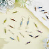 36Pcs 9 Styles Natural Mixed Gemstone Connector Charms, Silver Plated Brass Wire Wrapped Column Links, 28~31x13~14mm, Hole: 4mm, 9 color, 4pcs/color, 36pcs/set