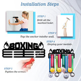 Fashion Iron Medal Hanger Holder Display Wall Rack, with Screws, Sports Theme, Word Boxing, Gloves Pattern, 150x400mm