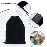 Velvet Drawstring Bags, Rectangle Gift Pouch, Black, 39.5x30cm