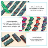 14M 4 Colors Ethnic Style Rhombus Pattern Polyester Ribbon, Jacquard Ribbon, Tyrolean Ribbon, Clothing Accessories, Mixed Color, 1-1/4 inch(33mm), 3.5m/color