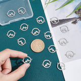 16Pcs Laser Cut 201 Stainless Steel Connector Charms, Ring with Mountain, Stainless Steel Color, 15x19x1mm, Hole: 1.4mm