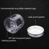 Plastic Empty Cosmetic Containers, with Aluminum Screw Top Lids and Chalkboard Sticker Labels, Clear, 4.3x5cm, Capacity: 50ml, 18pcs/set