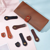 6Sets 3 Colors Sew On Cowhide Leather Tab Closure with Snap Buttons, with Antique Bronze Tone Iron Findings, Bag Replacement Accessories, Mixed Color, 2.8~8.2x2.45~2.5x0.6cm, Hole: 1.2mm, 2pcs/set, 2sets/color