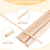 36Pcs 6 Style Beech Wood Sticks, Round Dowel Rod, for Braiding Tapestry, Column, PeachPuff, 300x3~10mm, 6pcs/style