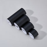 4 Rolls 4 Style Carbon Fiber Waterproof Self Adhesive Car Stickers, Black, 30~100x0.2mm, 1 roll/style