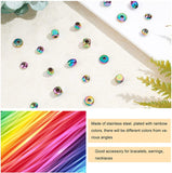 50Pcs 5 Style Vacuum Plating 304 Stainless Steel Beads, Mixed Shape, Rainbow Color, 6x6x6mm, Hole: 3mm, 10pcs/style