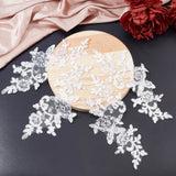 4 Pairs Leaves Polyster Embroidery Ornaments Accessories, Lace Sequins Clothing Sew on Patches, Suitable for Wedding Dress, Performance Clothes, White, 240x100x1mm