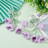 2Pcs Crochet Lily of The Valley Polyester Car Hanging Pendant, for Auto Rear View Mirror and Car Interior Hanging Accessories, Lilac, 188mm