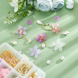 DIY Flower Dangle Earring Making Kits, Including Alloy Pendants & Linking Rings, Acrylic Flower Beads, Glass Beads, Brass Bead Caps & Earring Hooks & Pin, Golden & Light Gold