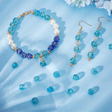 Luminous Handmade Gold Sand Lampwork Beads, Round, Deep Sky Blue, 8x7mm, Hole: 1.6mm, 80pcs/box