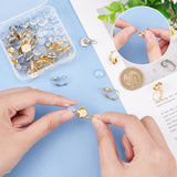 DIY Blank Dome Earring Making Kit, Including Flat Round 304 Stainless Steel Leverback Earring Settings, Glass Cabochons, Golden & Stainless Steel Color, 72Pcs/box