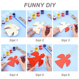 Unfinished Blank Angle Wooden Slices, for DIY Painting, Christmas Tree Hanging DIY Crafts Decor, Including Paint Pots Strips, Brush Pens, Mixed Color, 85x78x2mm, 50pcs/set