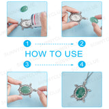 DIY Turtle Gemstone Pendant Making Kits, Including Alloy Pendant Cabochons Settings, Oval Gemstone Cabochons, 12pcs/box