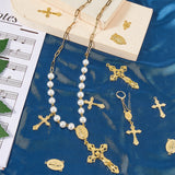 DIY Religion Theme Jewelry Making Findings Kit, Including Tibetan Style Alloy Chandelier Component Links & Pendants, Oval & Cross, Golden, 40Pcs/box