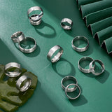 18Pcs 9 Size 201 Stainless Steel Plain Band Ring for Men Women, Matte Stainless Steel Color, Inner Diameter: US Size 4 1/2~14(15.2~23mm), 2Pcs/size