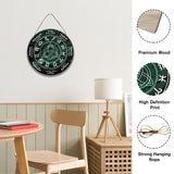 Wood Witch Calendar Hanging Wall Decorations, with Jute Twine, Flat Round with Constellation Pattern, 300x5mm
