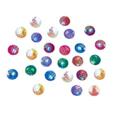 Resin Cabochons, Flat Round with Fish Scale, Mixed Color, 12x3mm