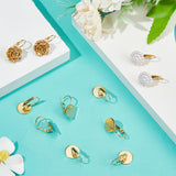 30Pcs 304 Stainless Steel Leverback Earring Findings, with Flat Round Setting for Cabochon, Real 18K Gold Plated, 22x12x11.5mm, Pin: 0.8mm, Tray: 12mm