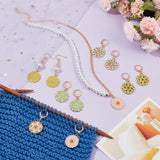 Alloy Enamel Baroque Flower Pendant Locking Stitch Markers, 304 Stainless Steel Clasps Stitch Marker, Mixed Color, 3.9cm, 2pcs/style, 6 style, 12pcs/set