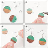 DIY Dangle Earring Making Kits, Including Resin & Walnut Wood Pendants, Brass Earring Hooks, Brass Jump Rings, Leaf, Mixed Color, Pendants: 38x20x3mm, Hole: 2mm, 5 colors, 2pcs/color, 10pcs/box