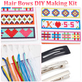 DIY Hair Clips Cross-Stitch Making Kits, including Fabric, Cotton Threads, Hot Melt Glue Sticks, Iron Needles & Snap Hair Clip, Alligator Hair Clip, Hair Barrette Findings, Mixed Color, Cross-Stitch Fabric: 174x100x3mm