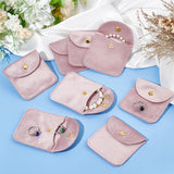 12Pcs Velvet Jewelry Storage Pouches, Square Jewelry Bags with Golden Tone Snap Fastener, for Earring, Rings Storage, Pink, 8x8x0.75cm