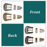 4 Sets 2 Colors Belt Alloy Buckle Sets, include Roller Buckle, Rectangle Silder Charm, Triangle Zipper Stopper, Mixed Color, 63x59x8mm, 2 sets/color
