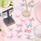 180Pcs 9 Style Two Tone Polyester Fabric Wings Crafts Decoration, for DIY Jewelry Crafts Earring Necklace Hair Clip Decoration, Butterfly, Mixed Color, 33~37x40~43mm, 20pcs/style