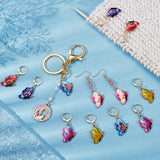 12Pcs 6 Style Alloy Enamel Butterfly Charm Locking Stitch Markers, Golden Tone 304 Stainless Steel Clasp Locking Stitch Marker, Mixed Color, 4cm, 2pcs/style