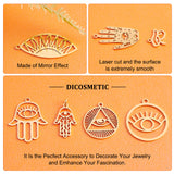 14Pcs 7 Style 201 Stainless Steel Pendants, Laser Cut, Hollow, Mixed Shapes, Golden, 12~35x13~24x1mm, hole: 1.5~3mm, 2pcs/style