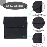 Cowhide Leather Jewelry Storage Bags, for Earrings, Bracelets, Rings Storage, Square, Black, 5.55~5.7x5.85x0.55cm