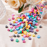 300Pcs 10 Colors Handmade Polymer Clay Beads, Flower, Mixed Color, 7~10x7~11x3~5mm, Hole: 1.6mm, 30pcs/color