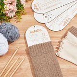 4Pcs 4 Styles Wood Knitting Ruler, Oval, for Sock Making, Linen, 350x10x2.6mm, Hole: 2~10mm, 2pcs/style