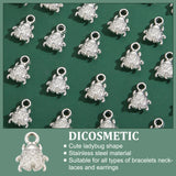 Plating ABS Plastic Pendants, Ladybug, Platinum, 17~18x14x5mm, Hole: 3mm, 100pcs/box