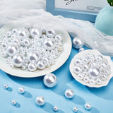 ABS Plastic Imitation Pearl Beads, No Hole, White, 10~30mm, 150pcs/set