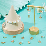 24Pcs 4 Style Rack Plating Brass Charms, with Jump Ring, Lead Free & Cadmium Free, Hollow, Heart/Flat Round/Star/Rectangle with Tree of Life Charm, Real 18K Gold Plated, 12~13x10~10.5x1.5mm, Hole: 3mm, 6pcs/style