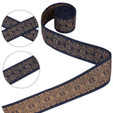 Ethnic style Embroidery Polyester Ribbons, Jacquard Ribbon, Garment Accessories, Camel, Floral Pattern, 1-7/8 inch(48mm), 5 yards/bag